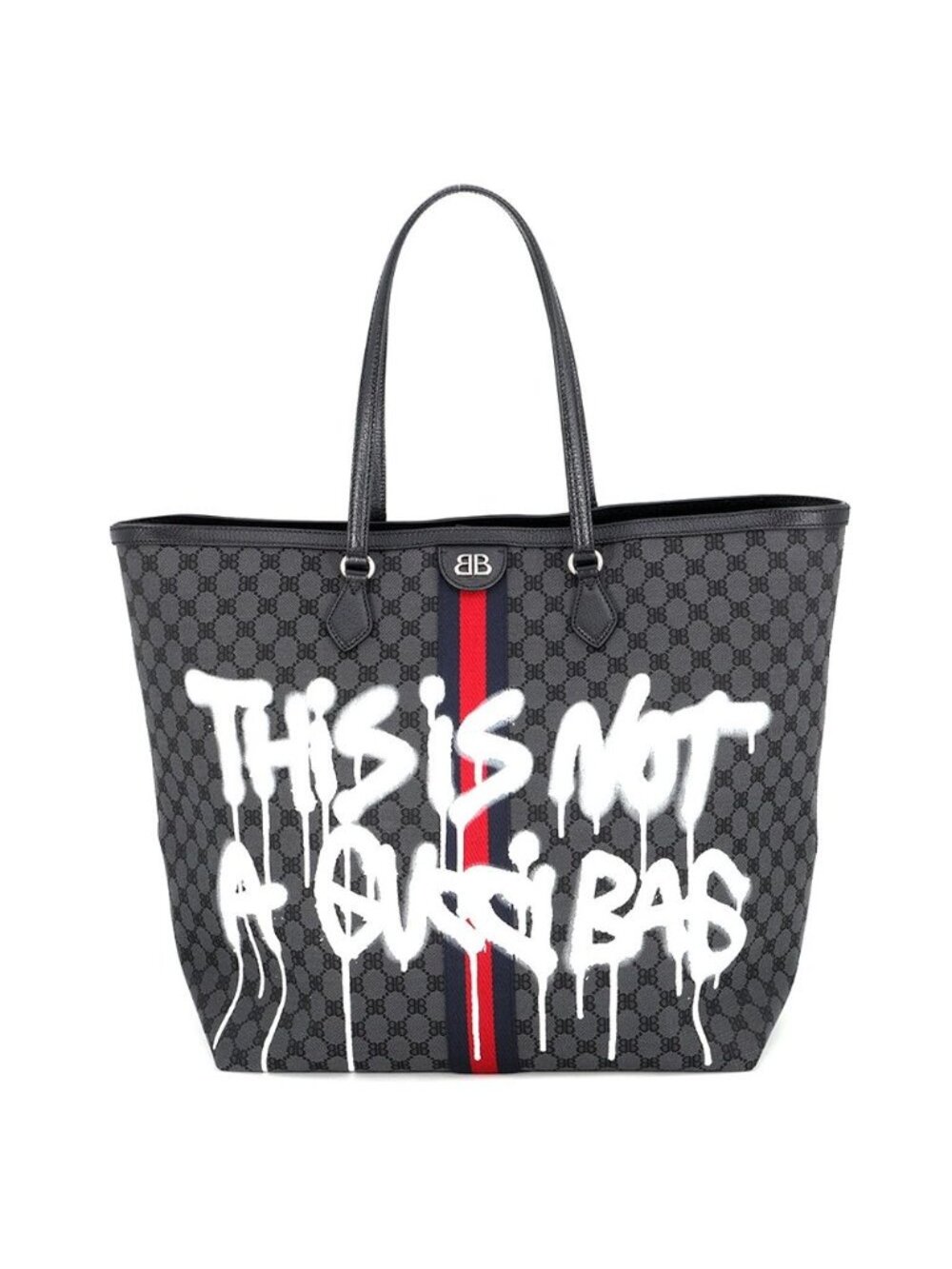 Gucci Tote Bag Collaboration the Hacker Project Graffite Large Black